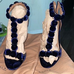 Alaia Velour Blue Sandals